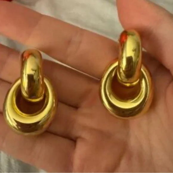 House of Harlow 1960🔥 interlocking Gold Earrings gs - Picture 3 of 5